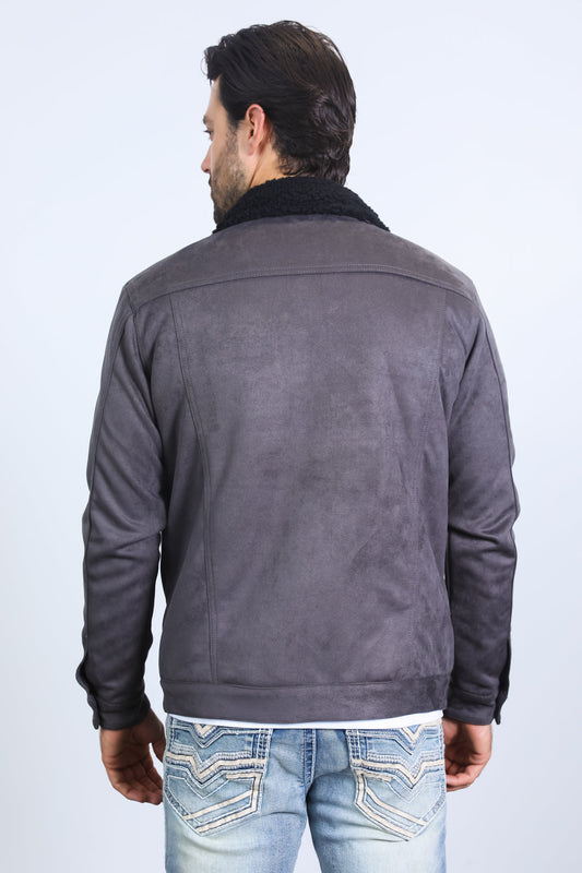 Mens Suede Jacket - Charcoal