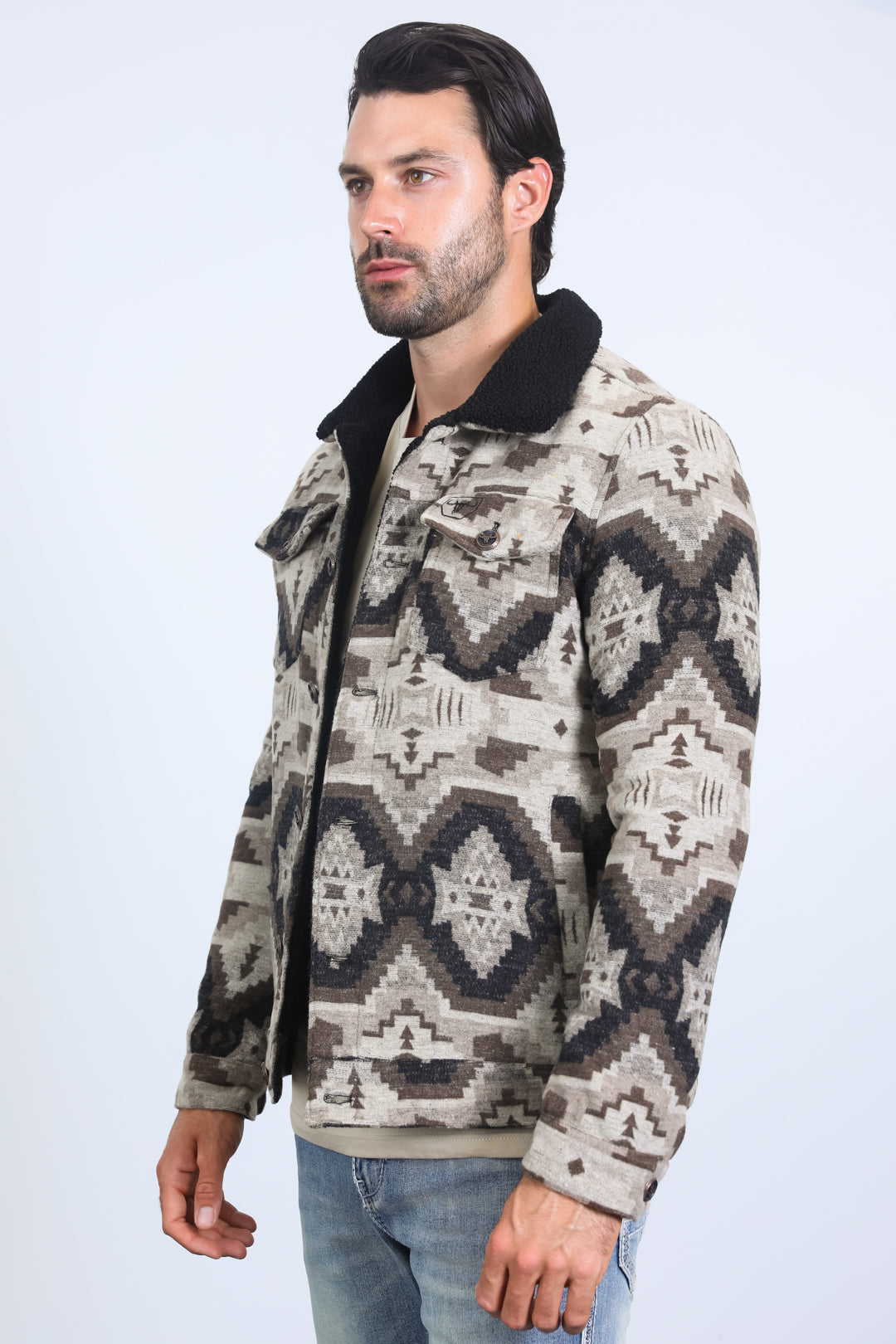 Aztec Quilted Fur-Lined Jacket