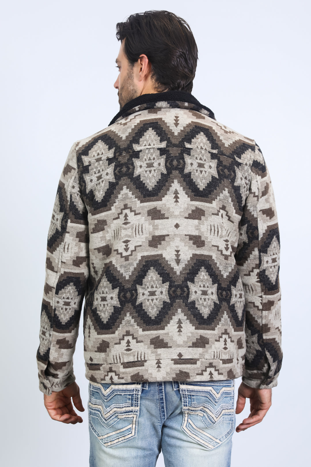 Aztec Quilted Fur-Lined Jacket