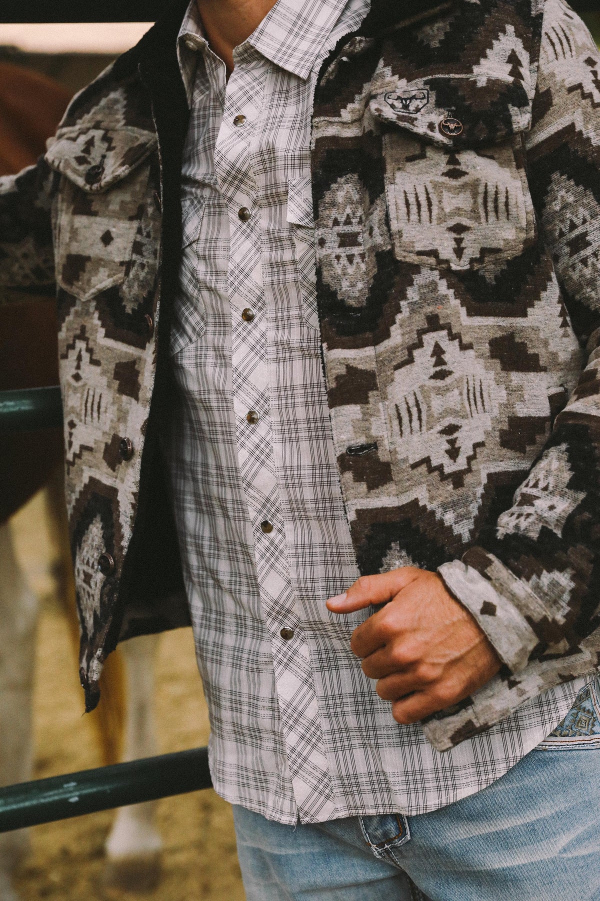 Aztec Quilted Fur-Lined Jacket