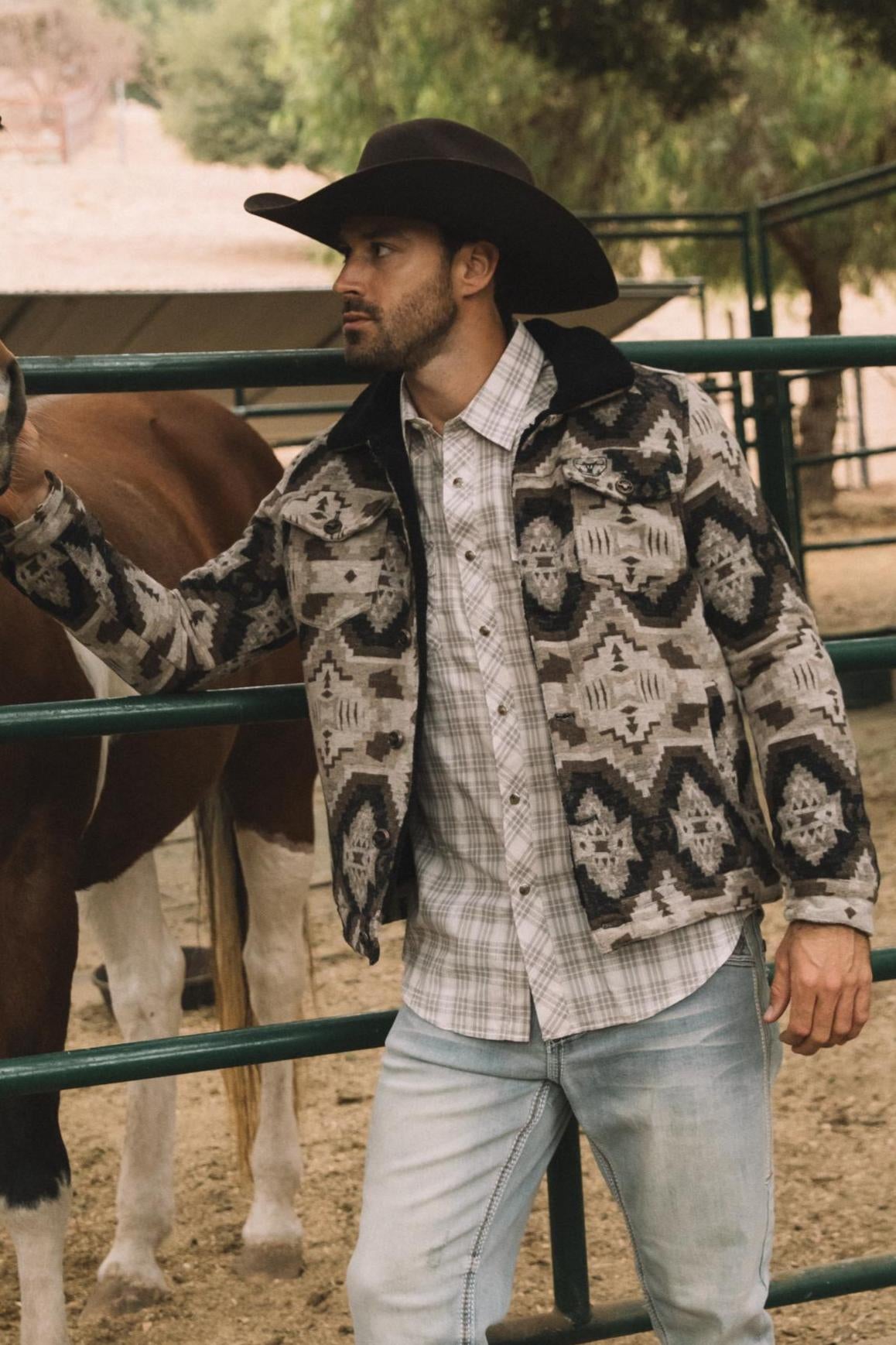 Aztec Quilted Fur-Lined Jacket