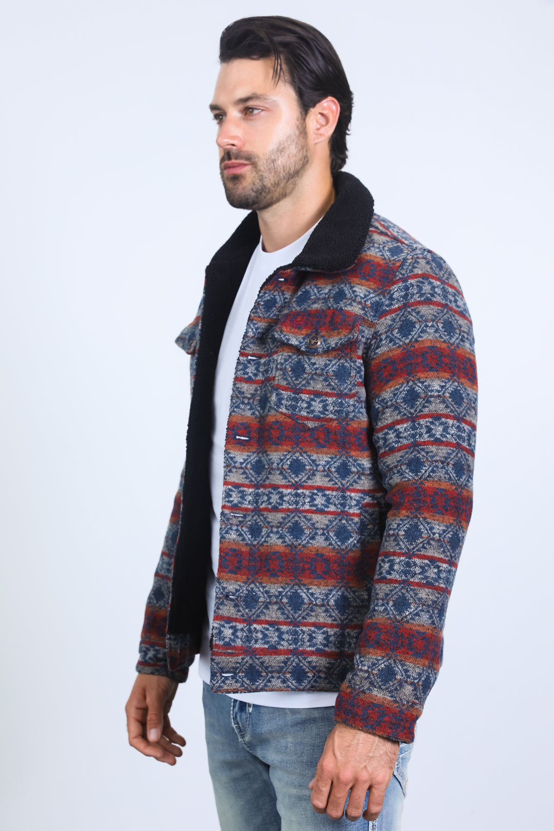 Aztec Quilted Fur-Lined Jacket