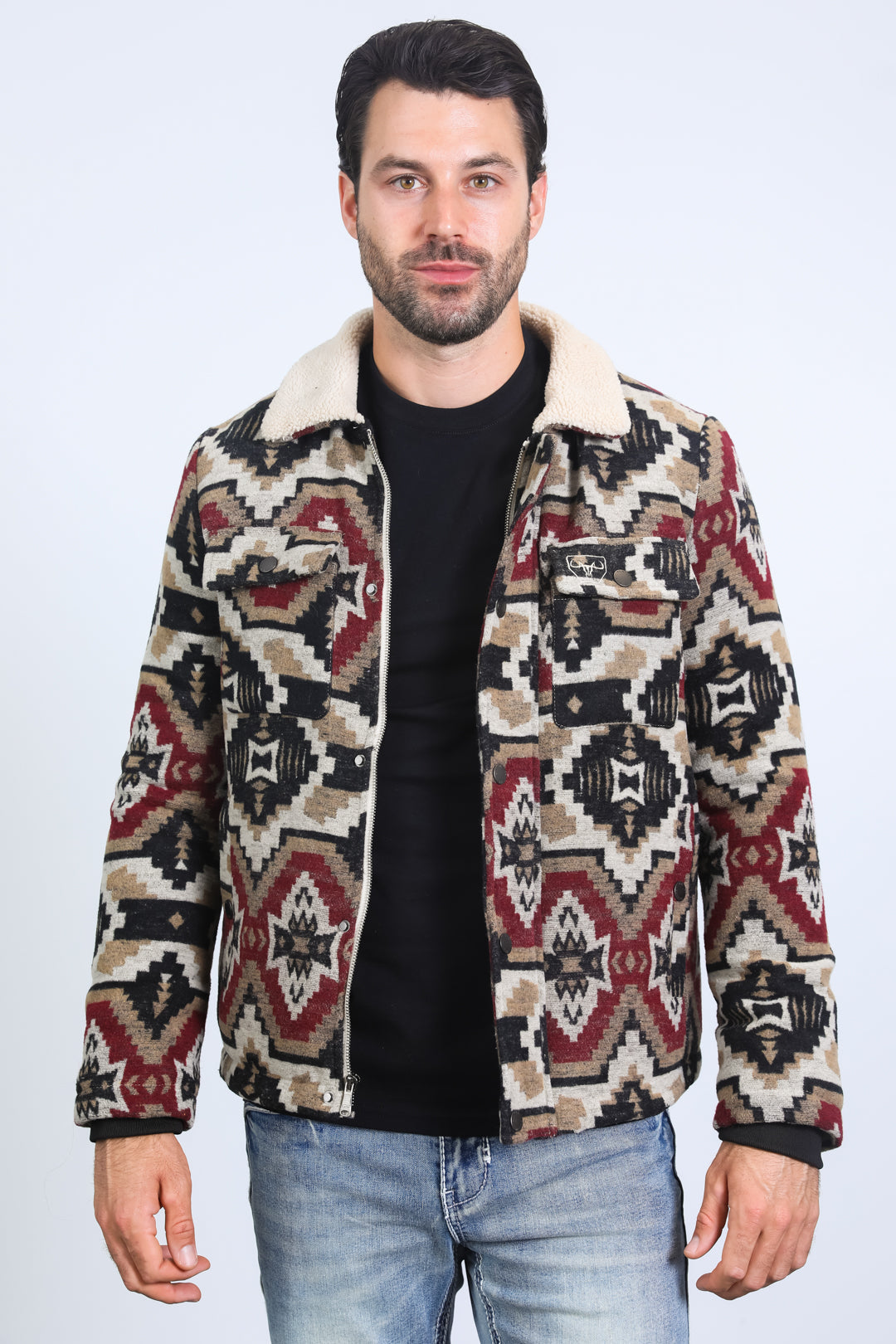 Aztec Quilted Fur-Lined Jacket