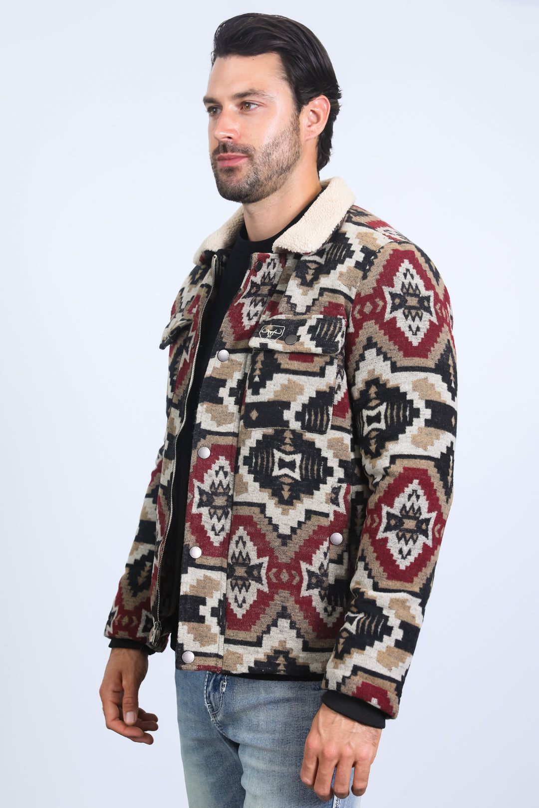 Aztec Quilted Fur-Lined Jacket
