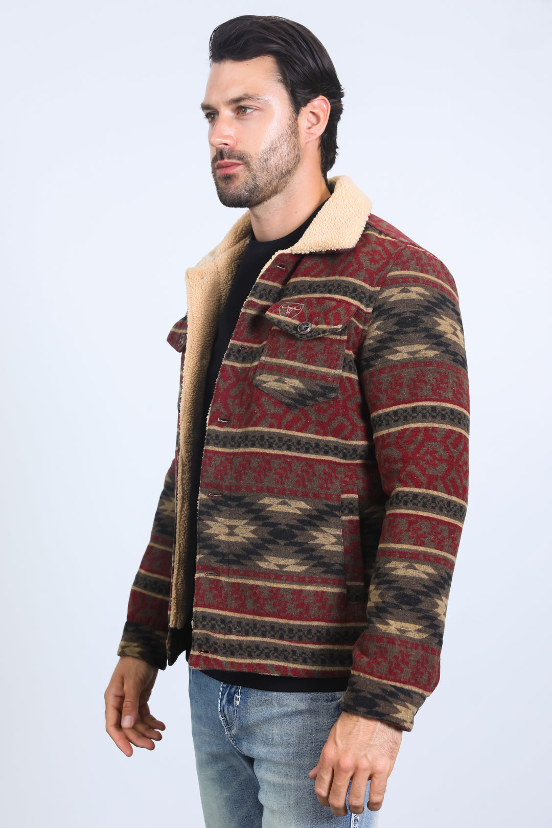 Aztec Quilted Fur-Lined Jacket