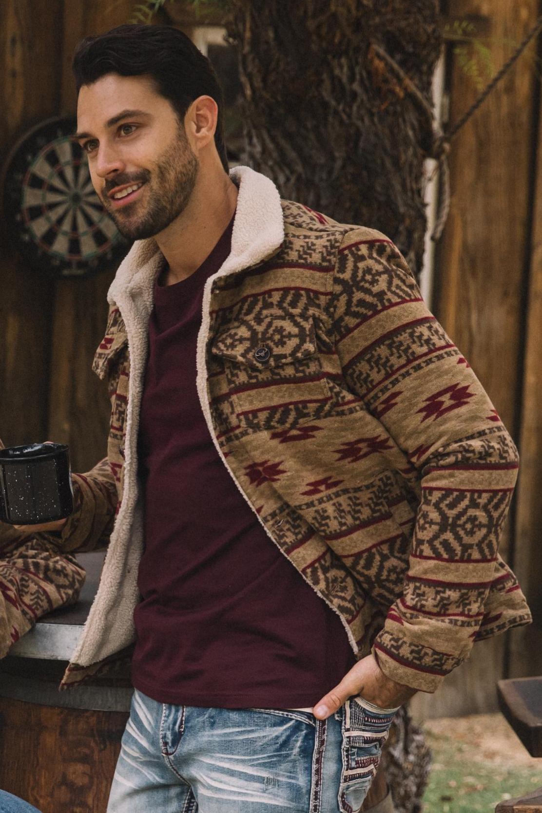Aztec Quilted Fur-Lined Jacket