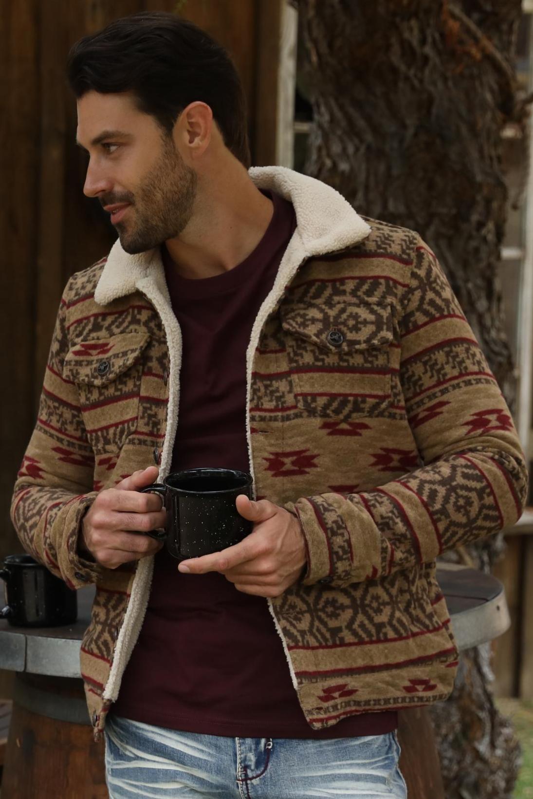 Aztec Quilted Fur-Lined Jacket