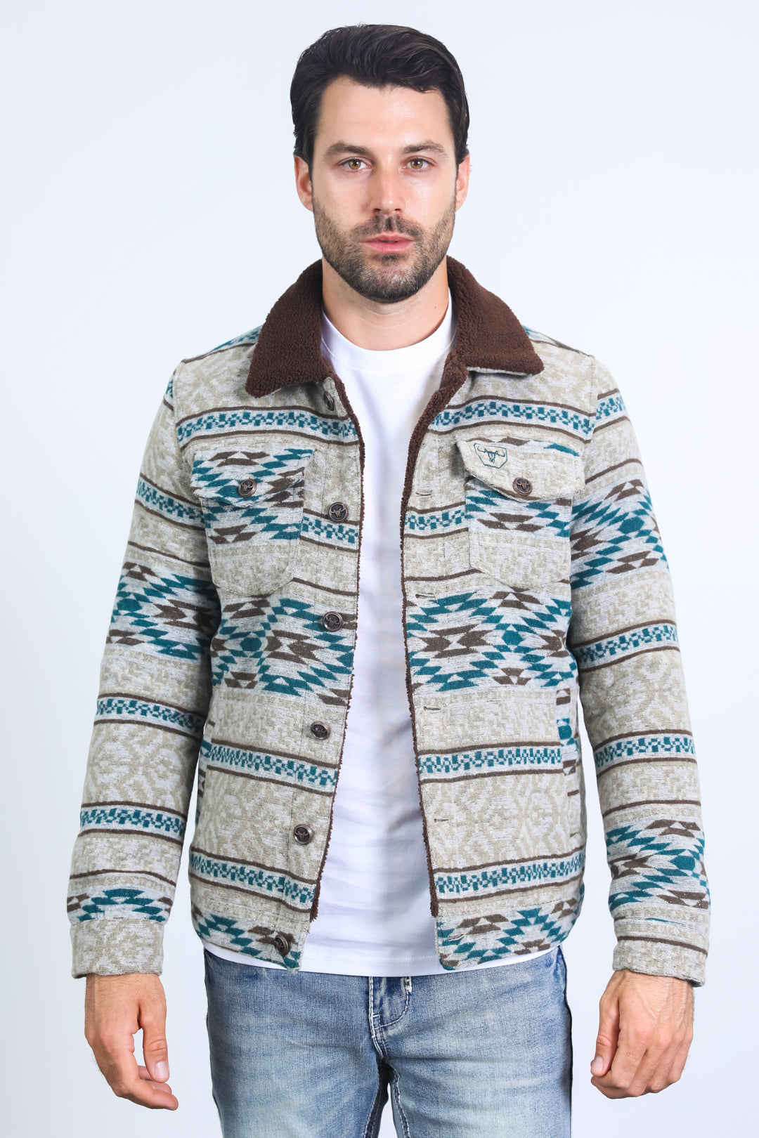 Aztec Quilted Fur-Lined Jacket