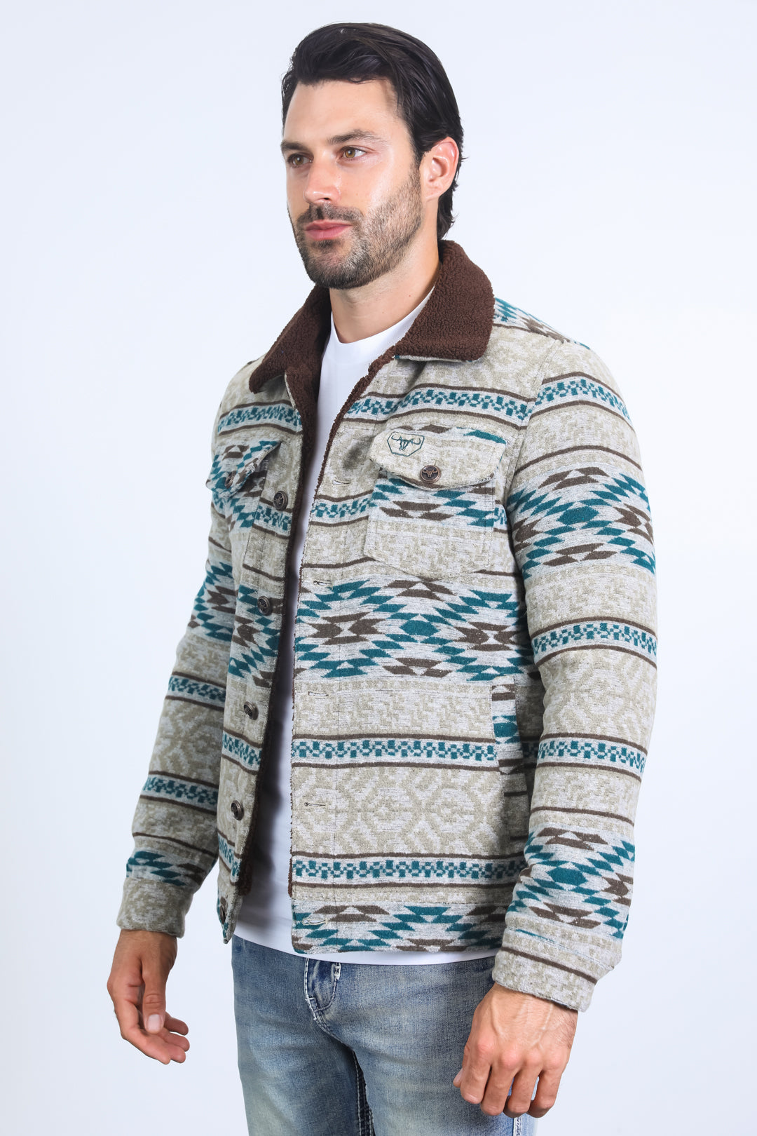Aztec Quilted Fur-Lined Jacket