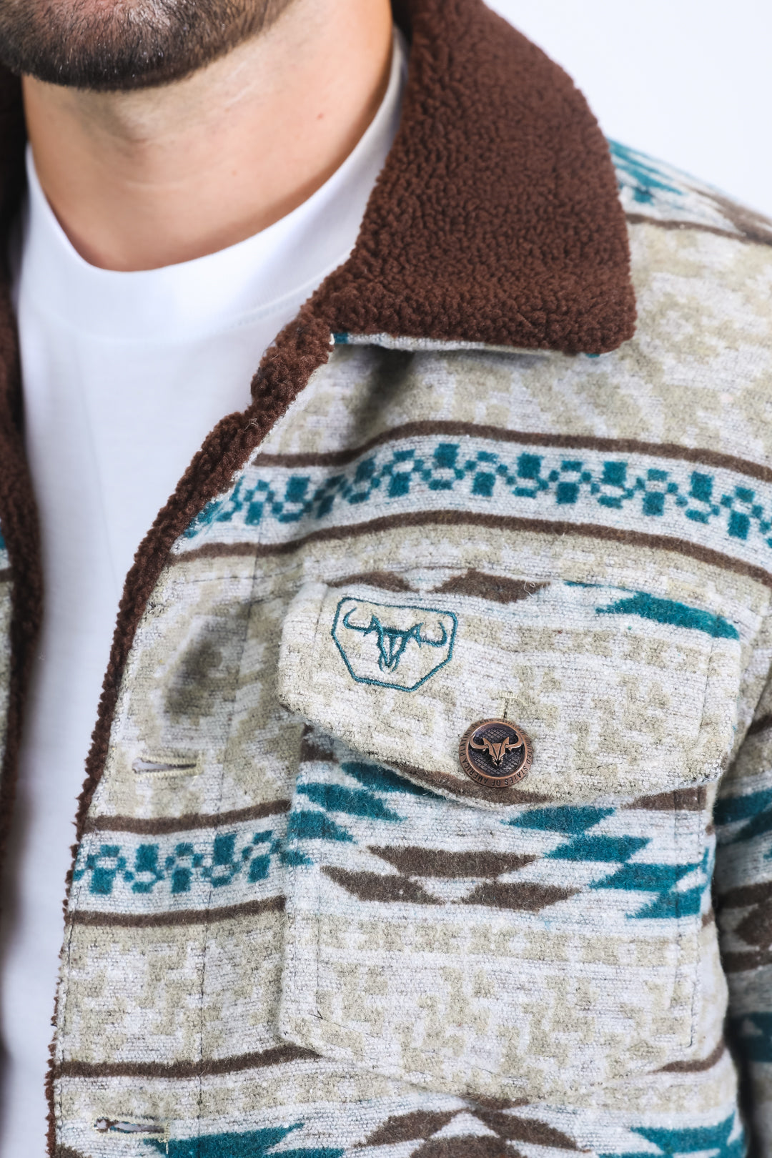 Aztec Quilted Fur-Lined Jacket