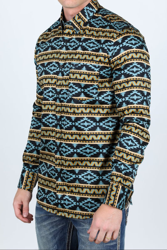 Men’s Legendary Aztec Cotton Spandex Modern Fit shirt - Black