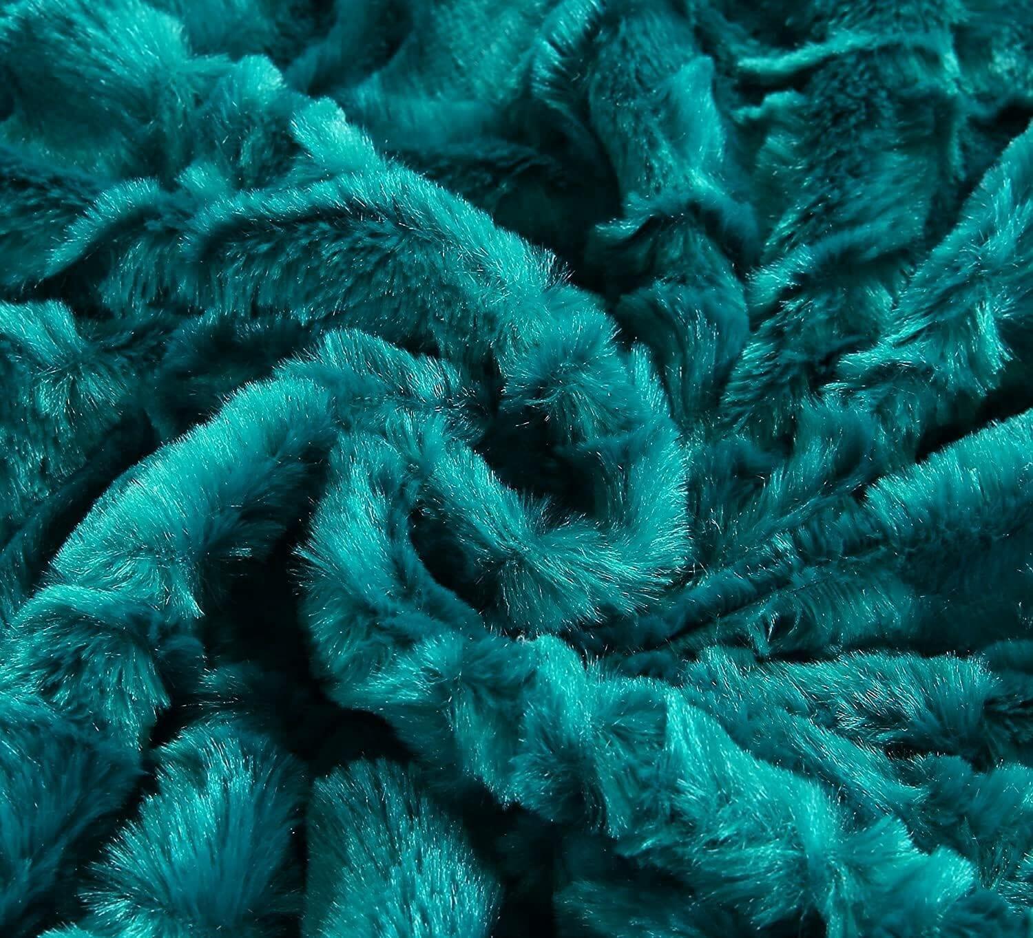 Mermaid Scales Emerald Green Blue w/ Sherpa Backside Faux Fur Throw Blanket - Bumpkin Ranchwear