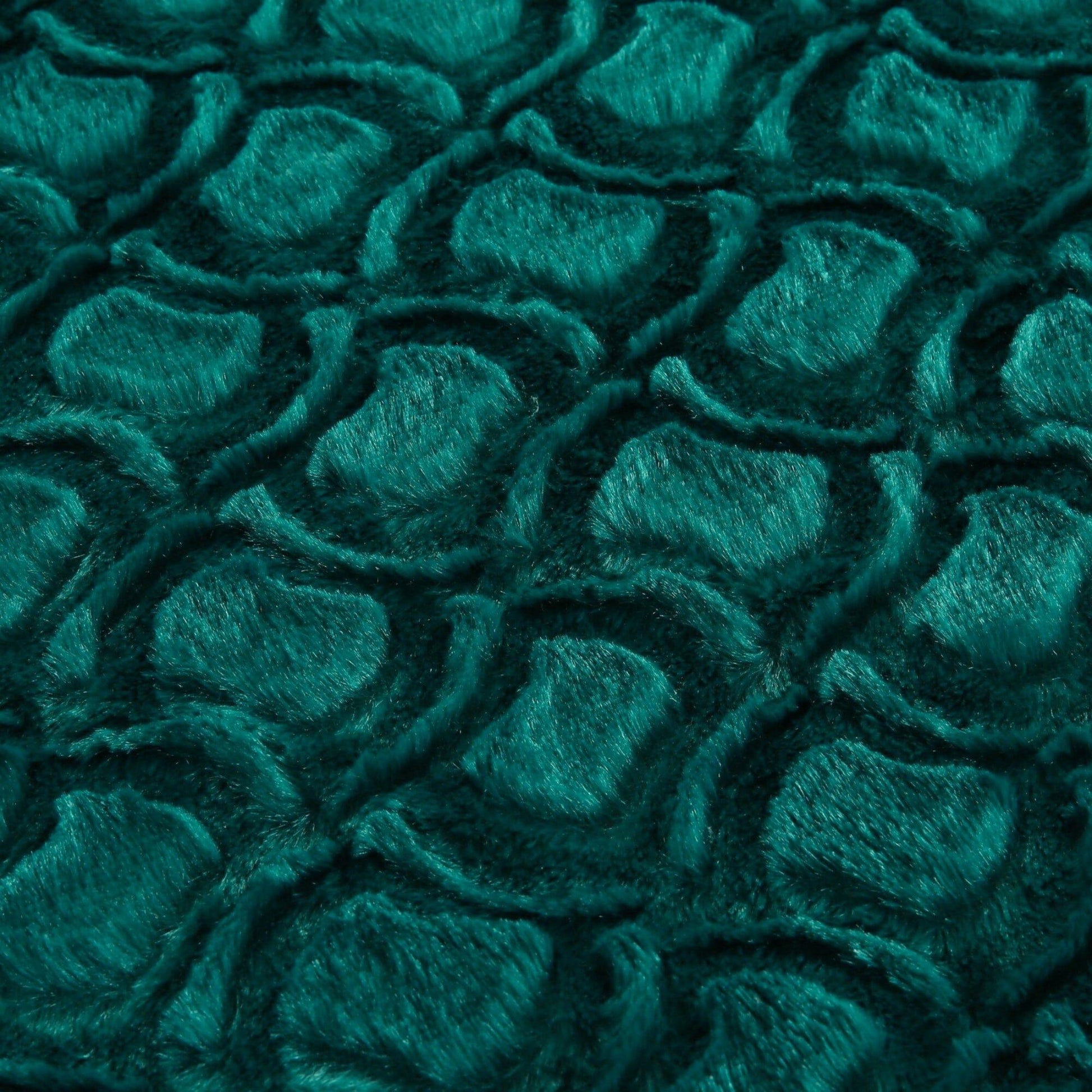 Mermaid Scales Emerald Green Blue w/ Sherpa Backside Faux Fur Throw Blanket - Bumpkin Ranchwear