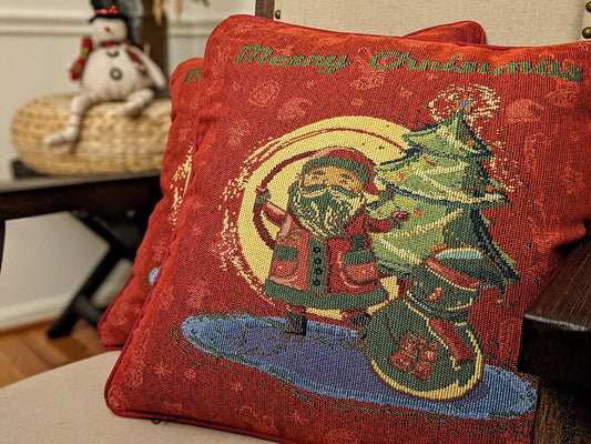 Merry Christmas Throw Pillow Cover - 16" x 16" - Bumpkin Ranchwear