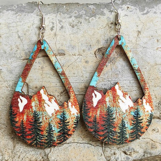 Mountain Teardrop Shape Dangle Earrings - Bumpkin Ranchwear