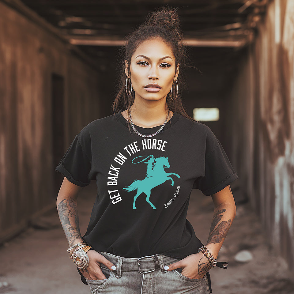 Get Back on the Horse Black Graphic Tee Shirt