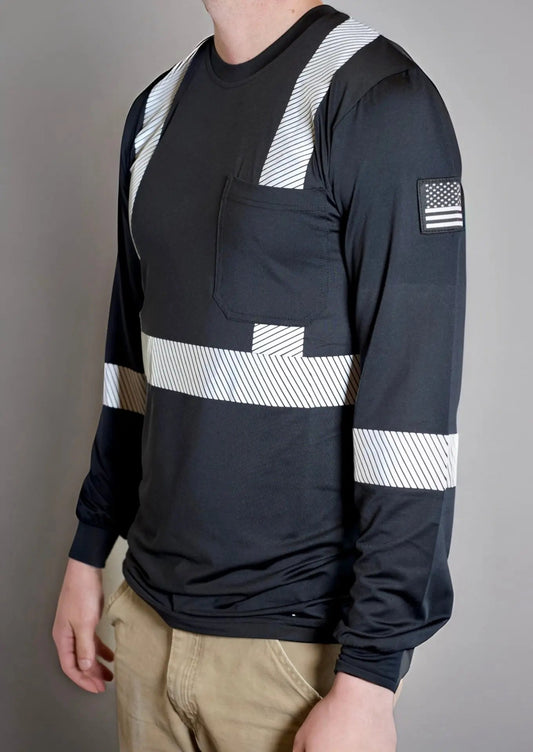 Non FR Hi - Vis Long Sleeve Shirt - Black - Bumpkin Ranchwear