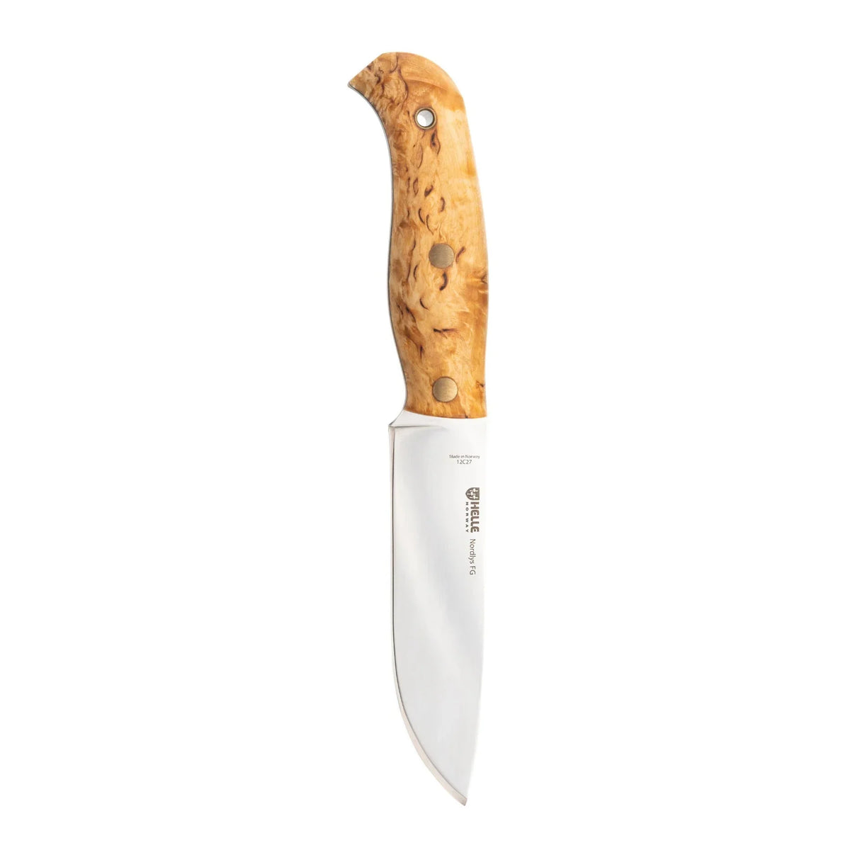 Helle Nordlys FG Flat Grind Knife – 12C27 Stainless, Full Tang, Curly Birch