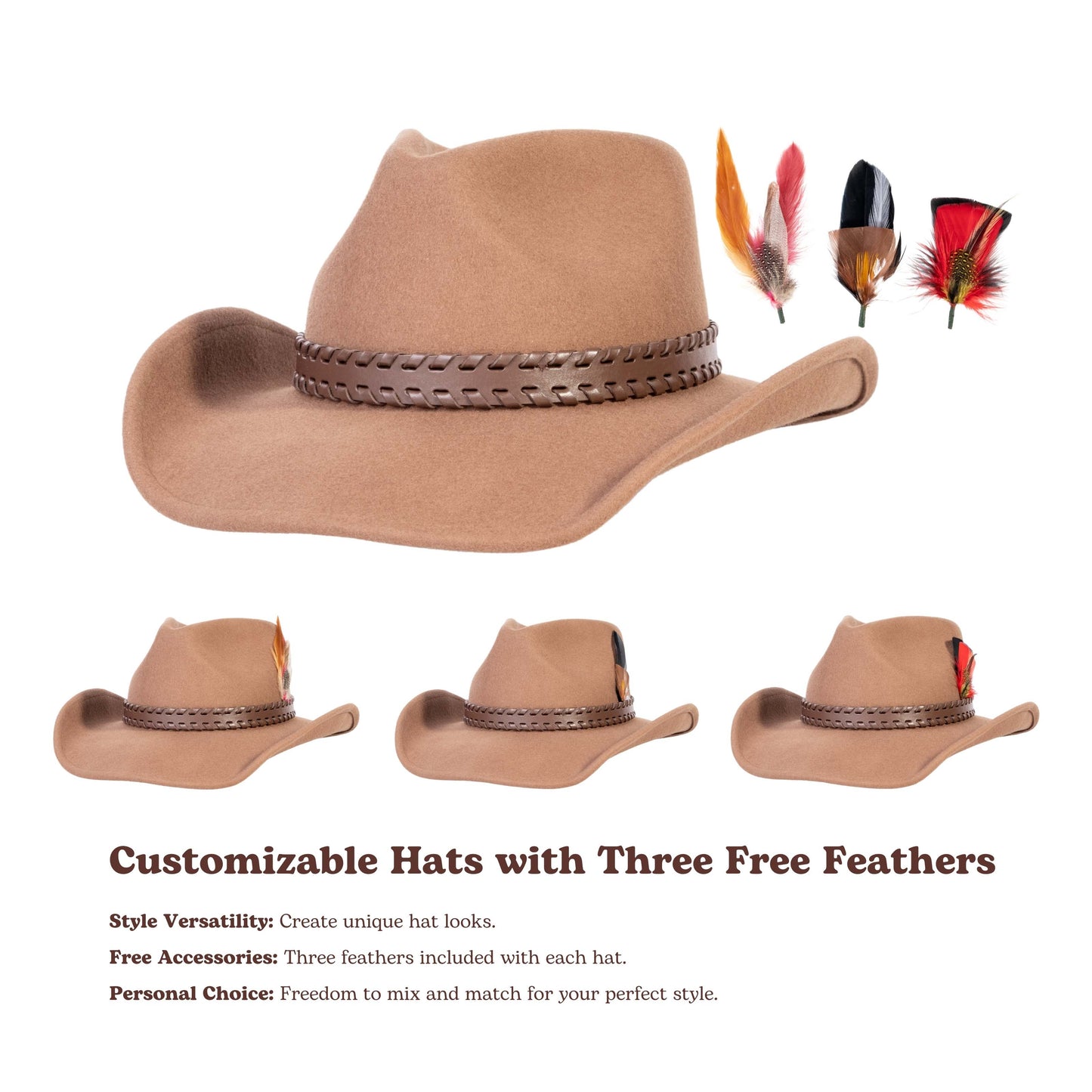 Outlander Tan Felt Cowboy Hat