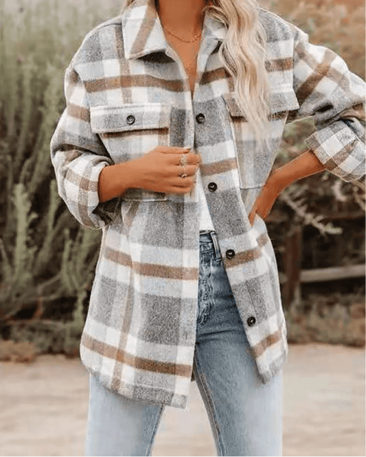 Plaid Button - Down Long Sleeve Jacket - Bumpkin Ranchwear