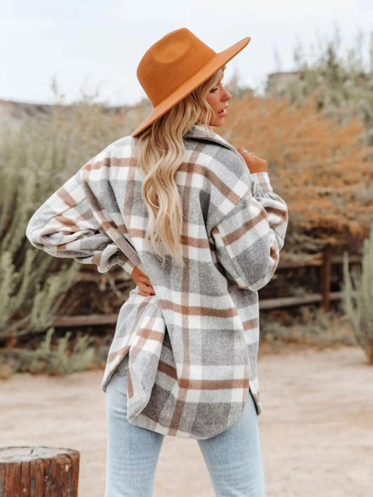 Plaid Button - Down Long Sleeve Jacket - Bumpkin Ranchwear