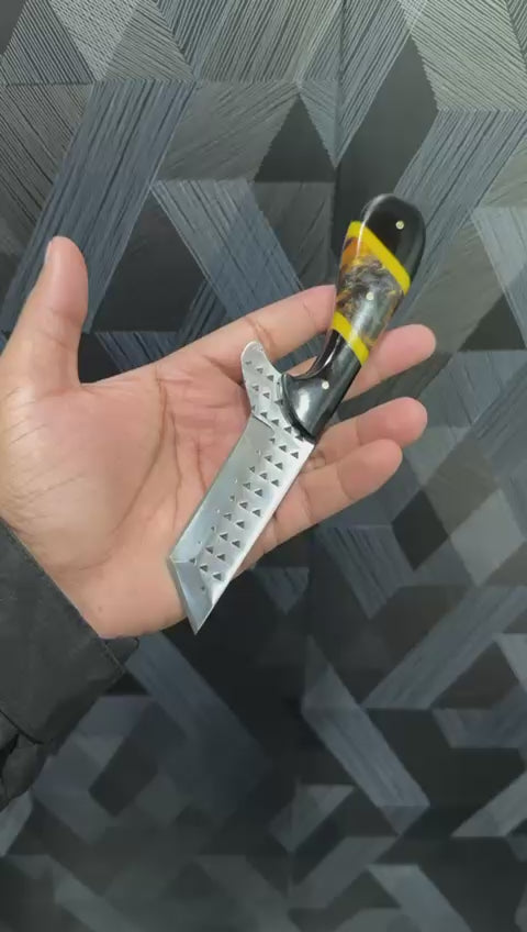 Handmade Tanto Bull Cutter Knife with G10 Resin Handle