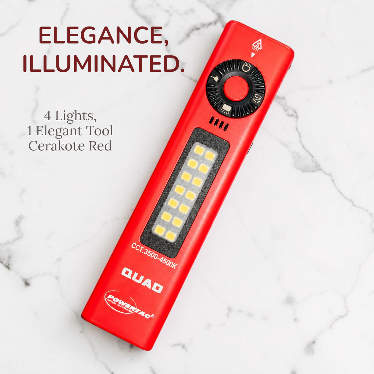 PowerTac QUAD 2000 Lumen 4-in-1 EDC Flashlight with UV & Green Laser