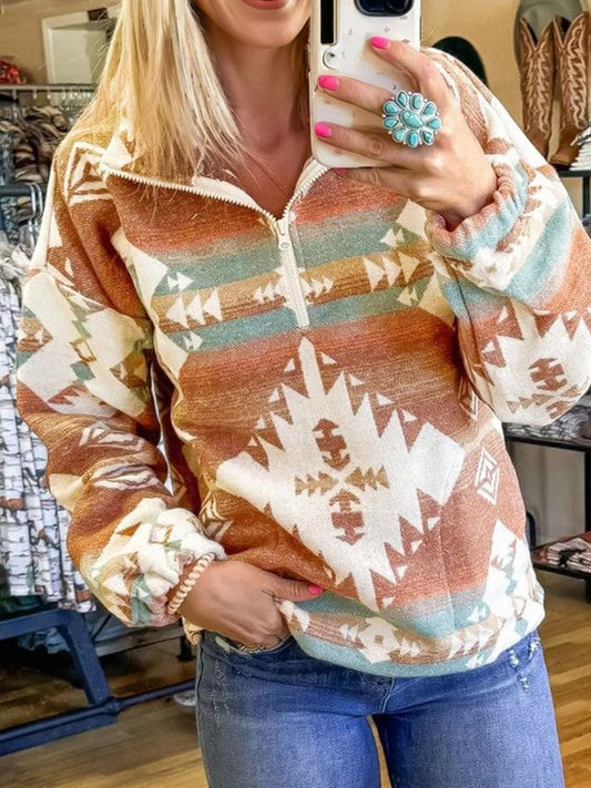 Quarter Zip Aztec Sweatshirt - Bumpkin Ranchwear