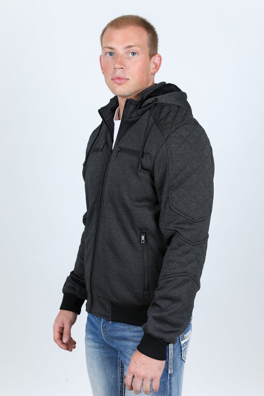 Quilted Hooded Jacket - Charcoal