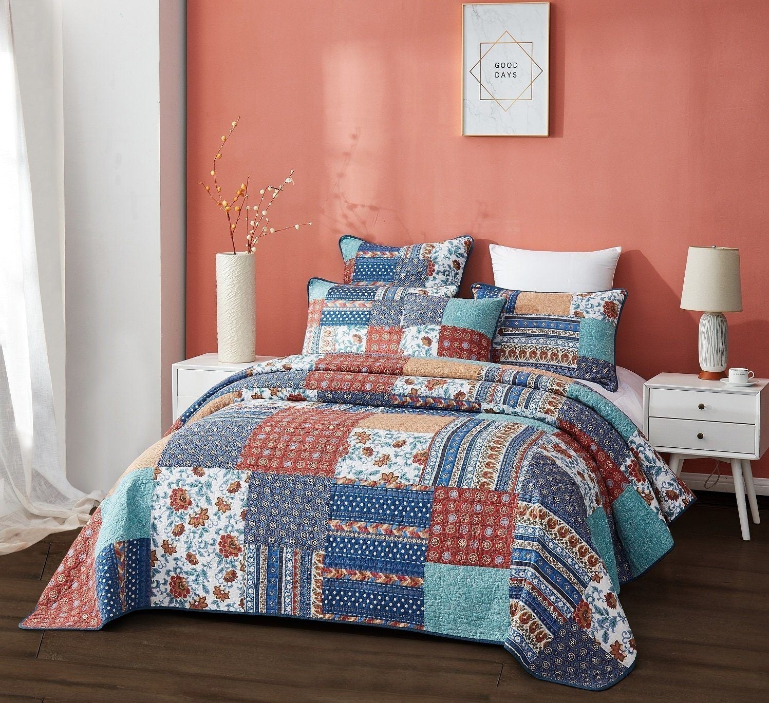 Ranch House Floral Patchwork Cotton Quilted Bedspread Set - Bumpkin Ranchwear