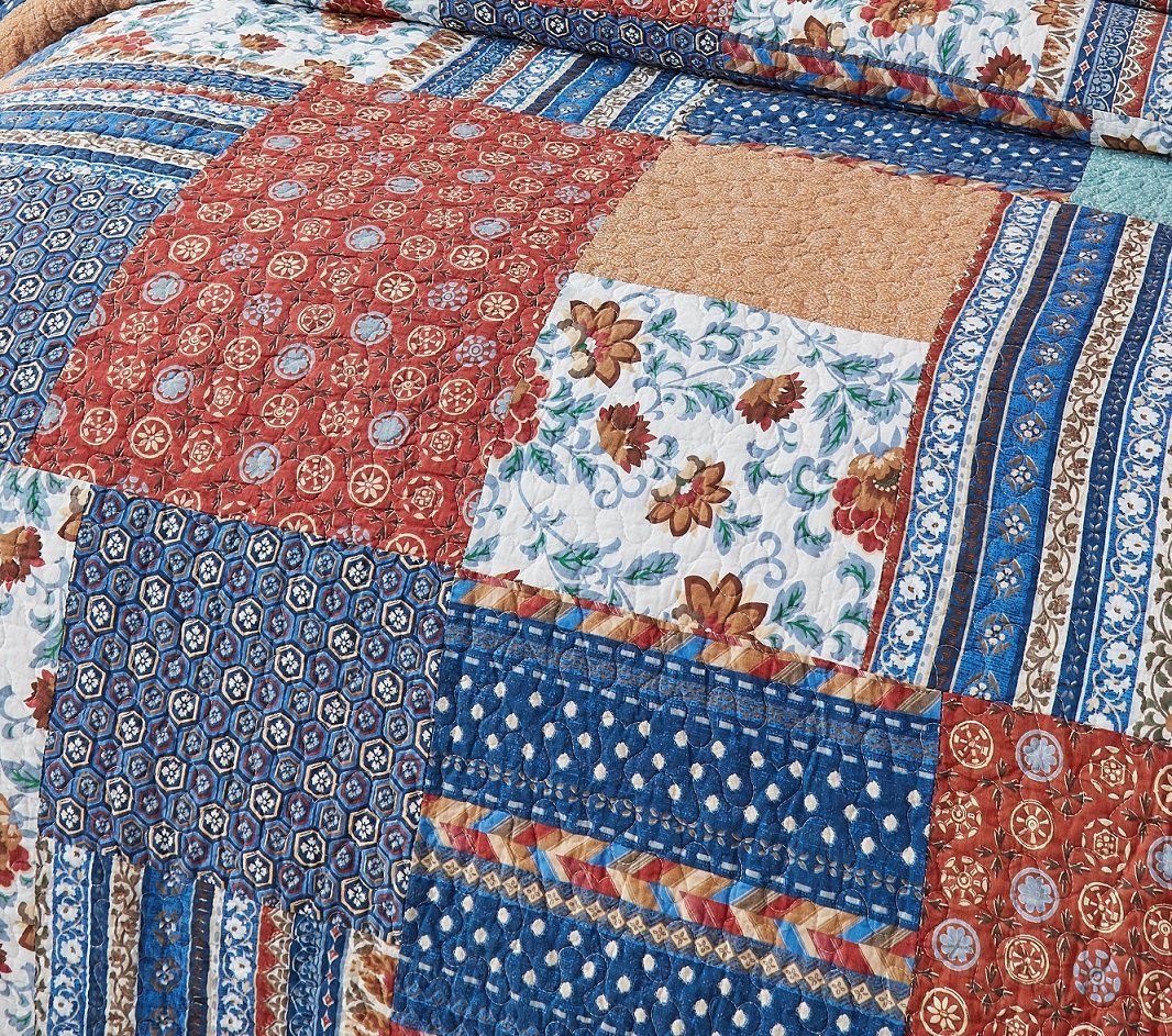 Ranch House Floral Patchwork Cotton Quilted Bedspread Set - Bumpkin Ranchwear