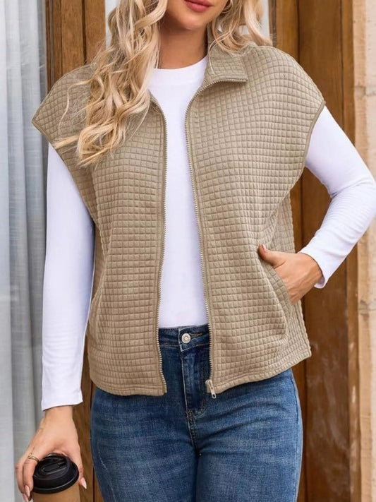 Ribbed Texture Lightweight Zip - Up Vest Coat - 3 Color Options - Bumpkin Ranchwear