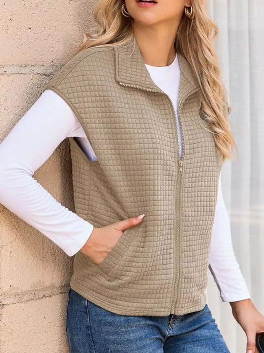 Ribbed Texture Lightweight Zip - Up Vest Coat - 3 Color Options - Bumpkin Ranchwear