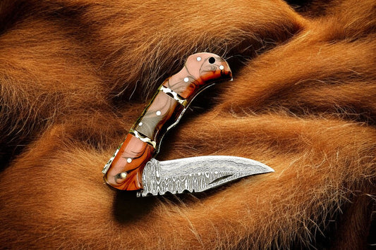 Damascus Folding Knife – Epoxy Resin Handle | 3 inch blade