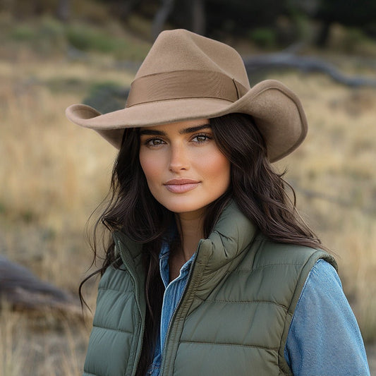 Sage Light Tan Felt Cowboy Hat - Bumpkin Ranchwear