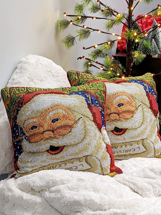 Santa Claus Christmas Throw Pillow Cover - 16" x 16" - Bumpkin Ranchwear