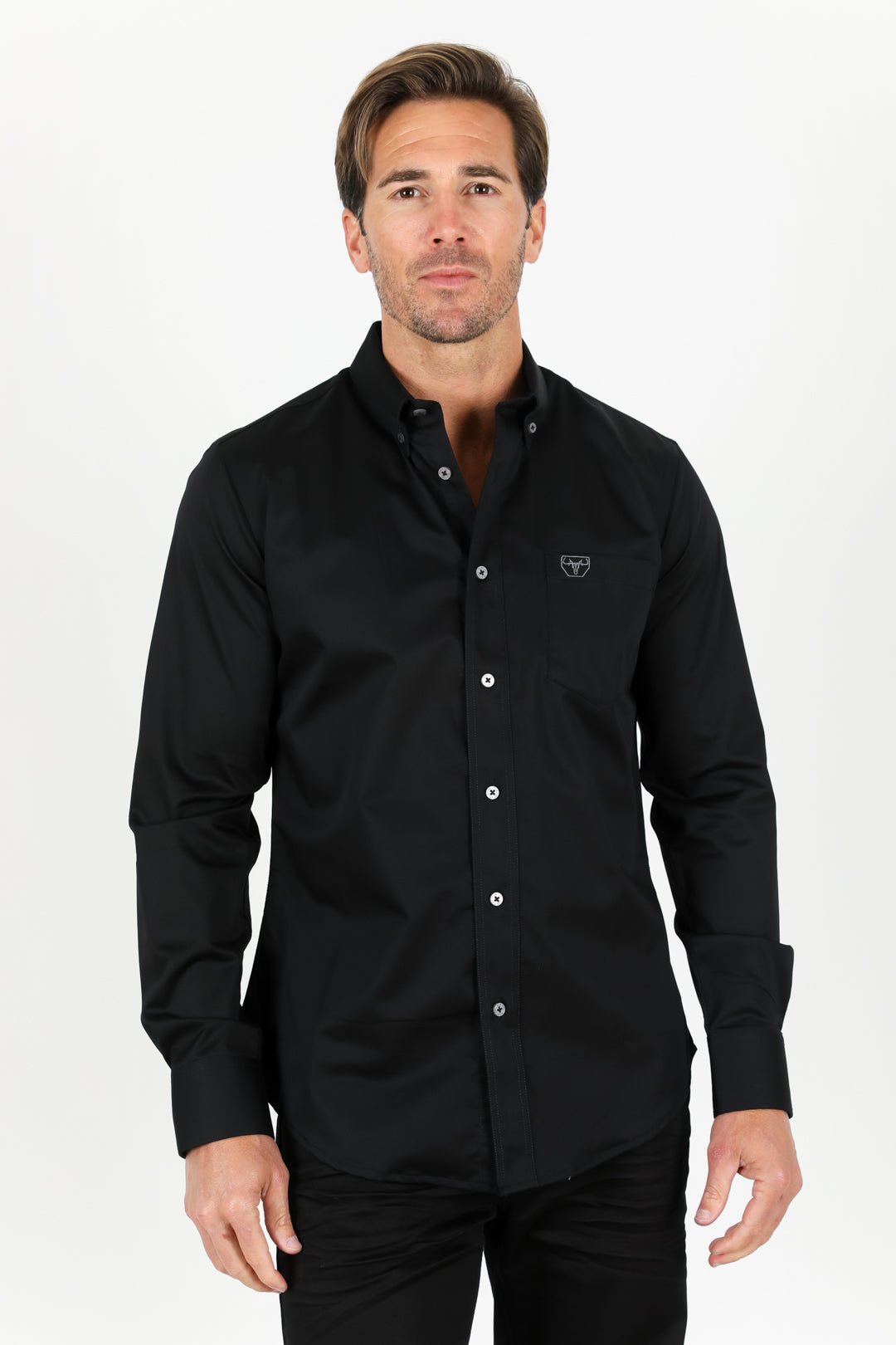 Single Pocket Logo Modern Fit Stretch Dress Shirt - 5 colors - Bumpkin Ranchwear