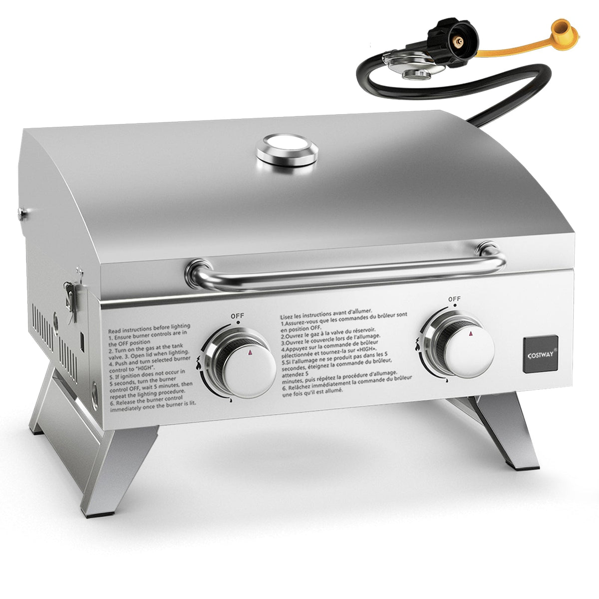 Portable Stainless Steel Propane Grill – 2 Burner Camping Grill