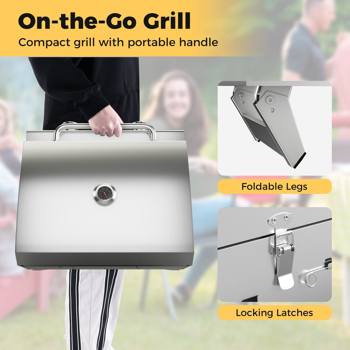 Portable Stainless Steel Propane Grill – 2 Burner Camping Grill