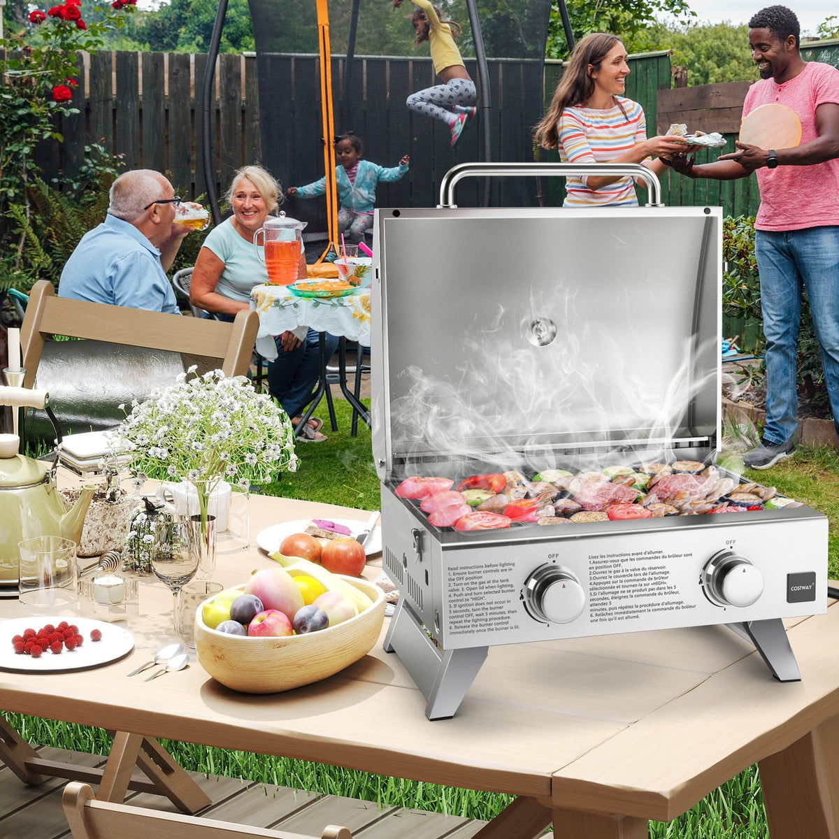 Portable Stainless Steel Propane Grill – 2 Burner Camping Grill