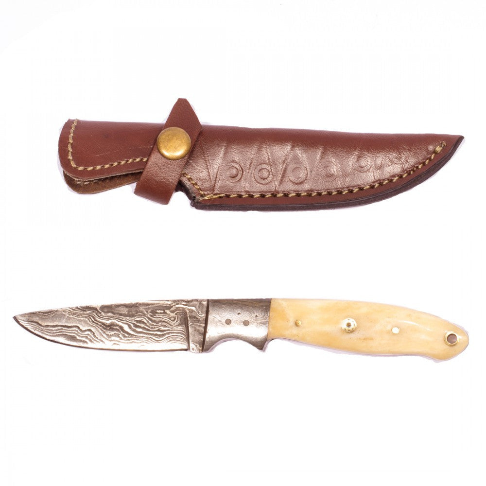 8" Damascus 1095 Steel with Bone Handle