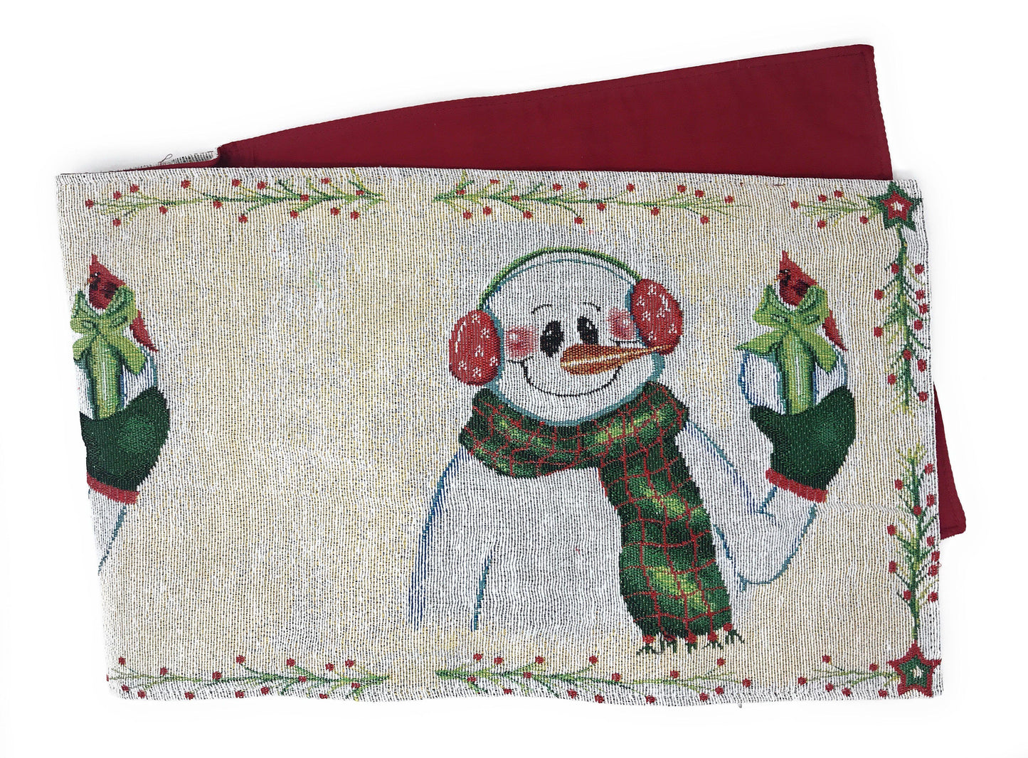Snowman Holiday Woven Dining Table Runner