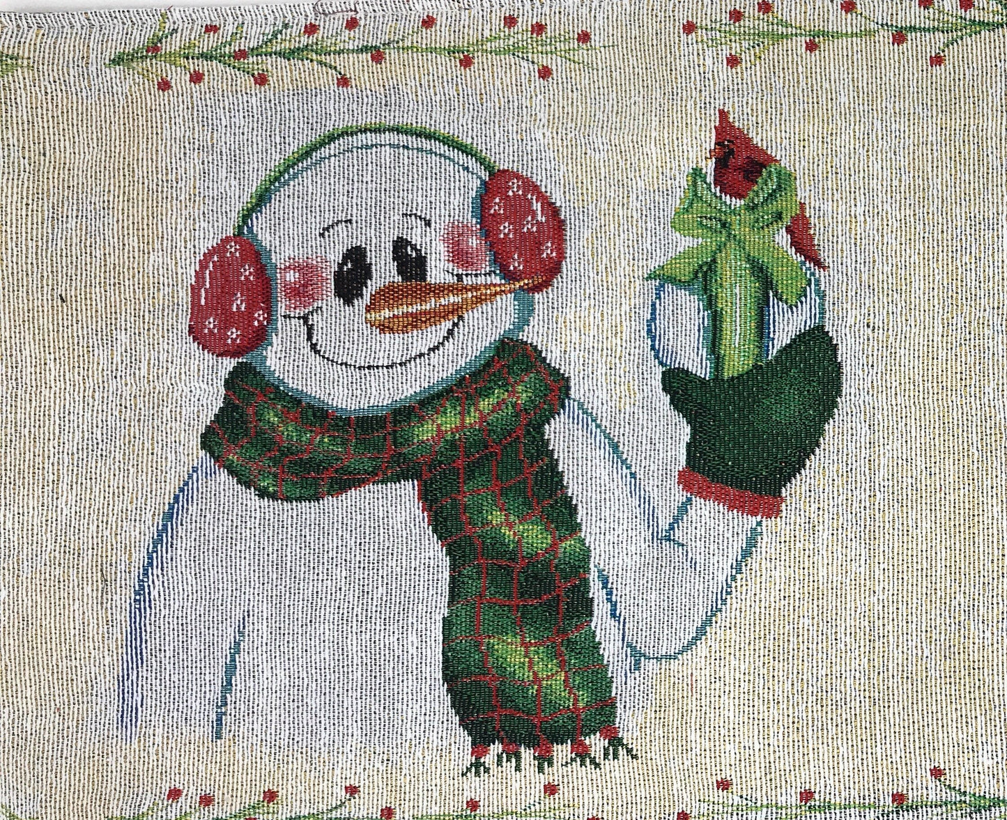 Snowman Holiday Woven Dining Table Runner