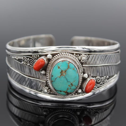 Thick Turquoise Open Bracelet - Bumpkin Ranchwear