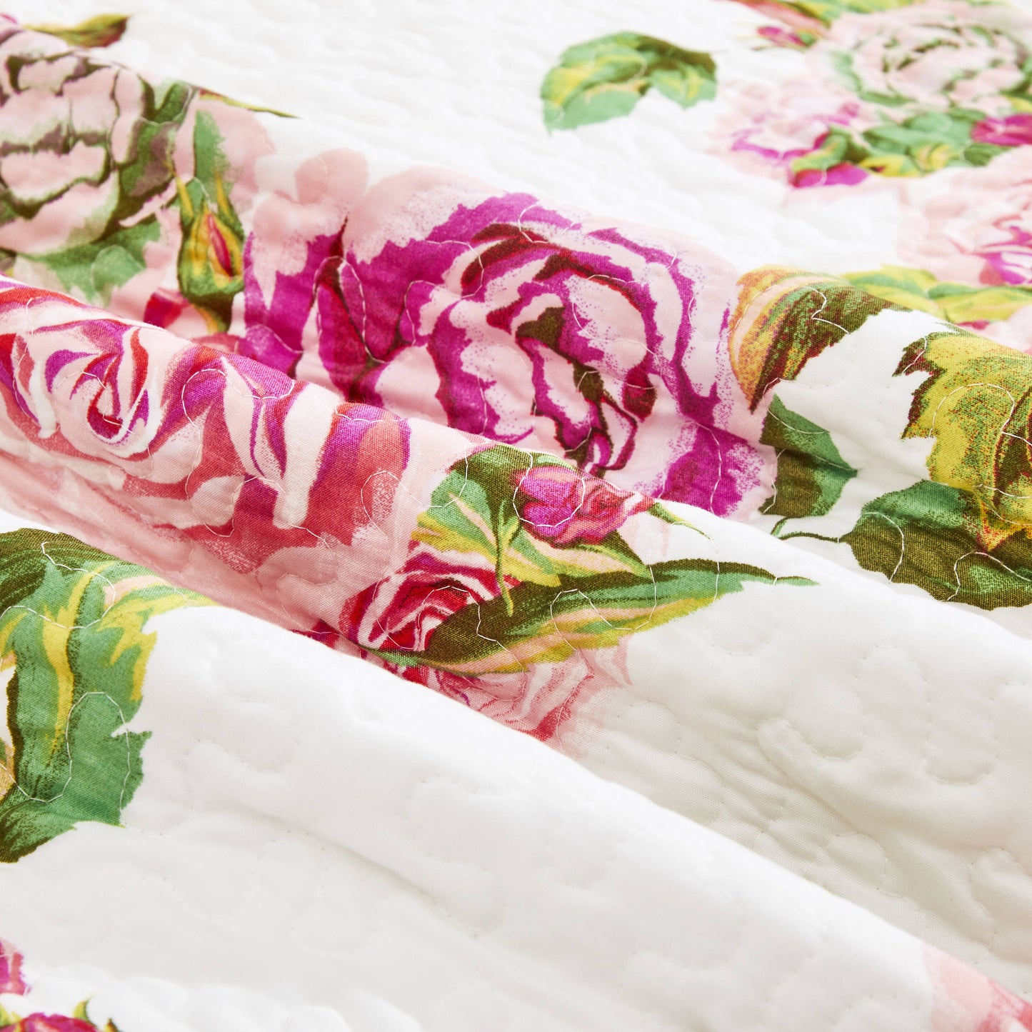 Romantic Roses Floral Throw Blanket - Lovely Spring Pink & White Scalloped Edges