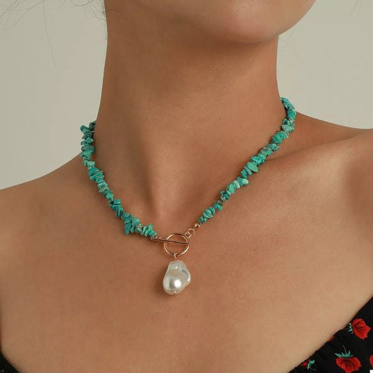 Turquoise Irregular Pearl Necklace - Bumpkin Ranchwear