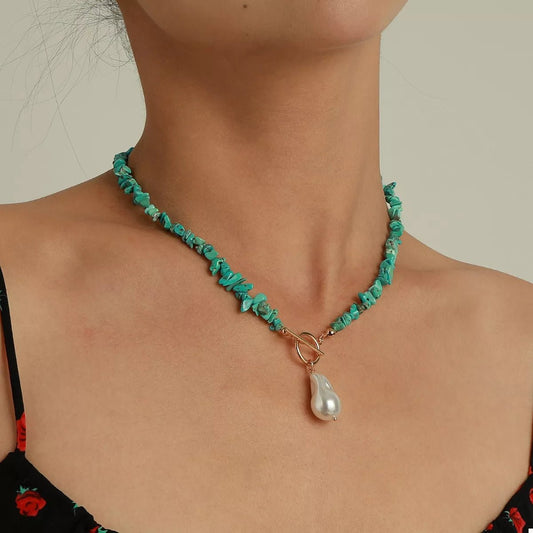 Turquoise Irregular Pearl Necklace - Bumpkin Ranchwear