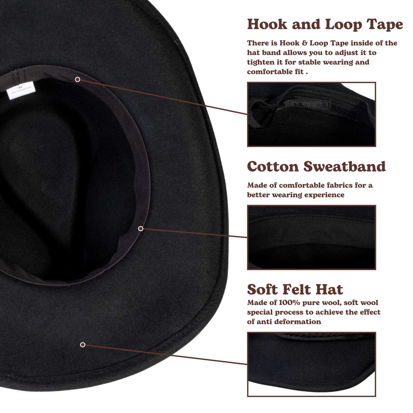 Turquoise Ridge Black Felt Cowboy Hat