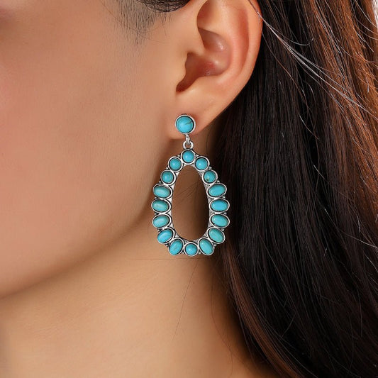 Turquoise Teardrop Pendant Earrings - Bumpkin Ranchwear
