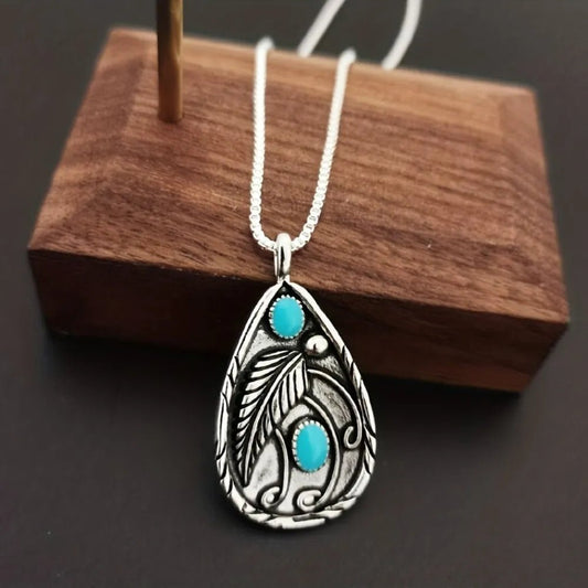 Turquoise Teardrop Pendant Necklace - Bumpkin Ranchwear